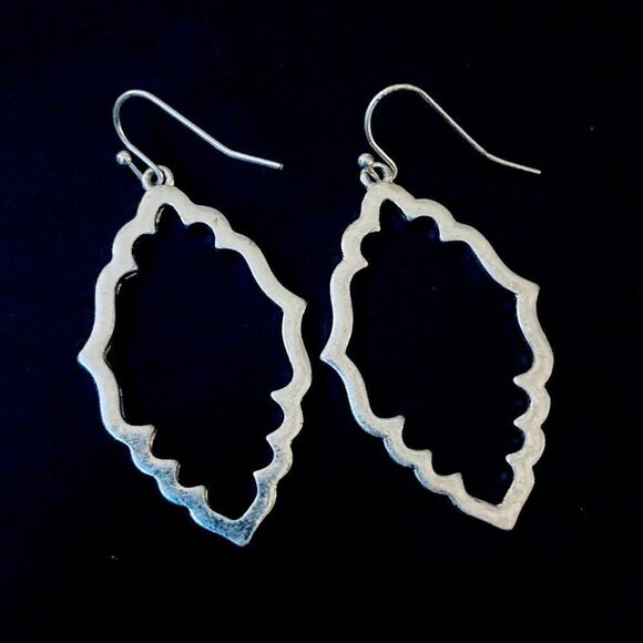 Silver Geometric Drop Earrings - Picture 1 of 3